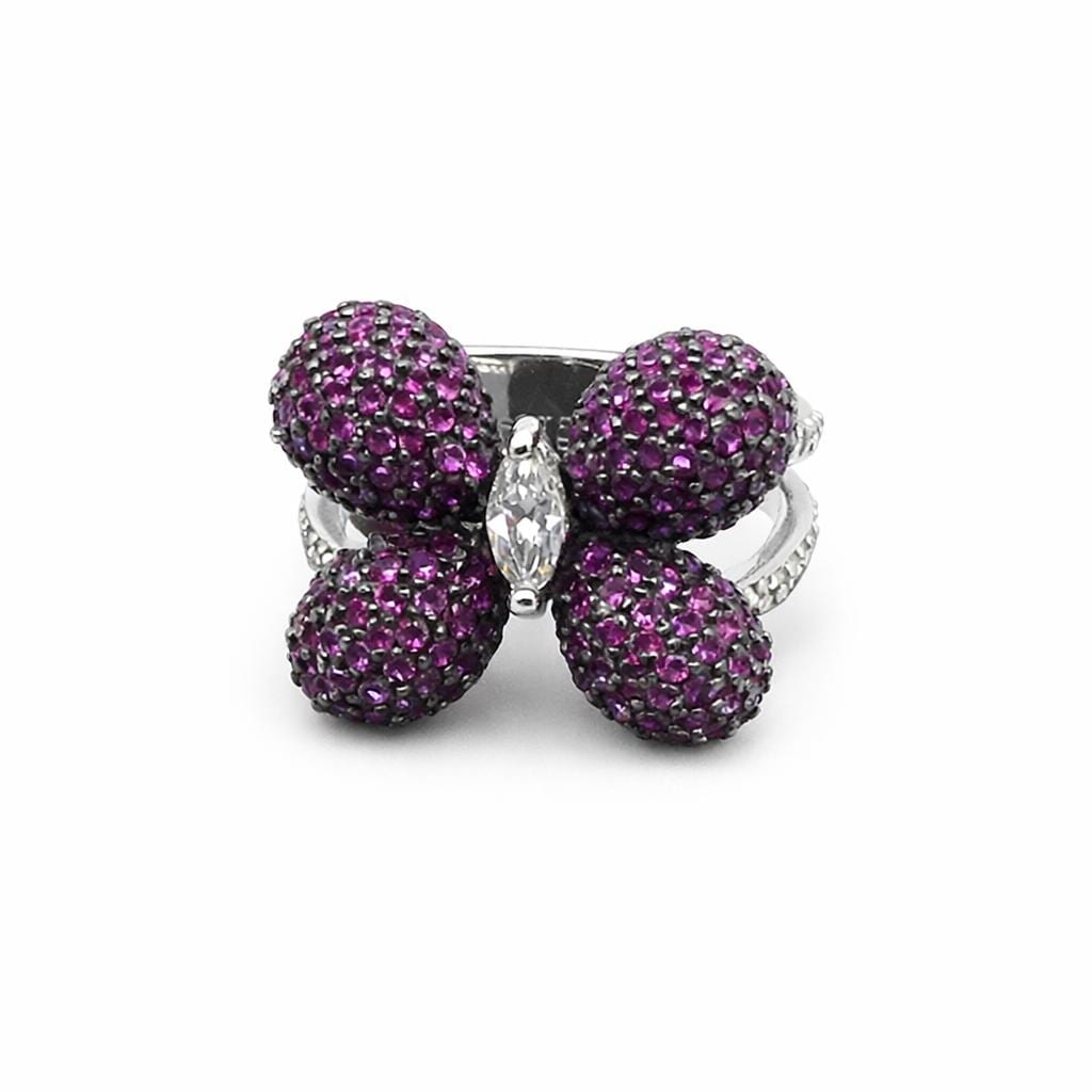 スターリングシルバー アメジスト バタフライ リング サイズ 8.5