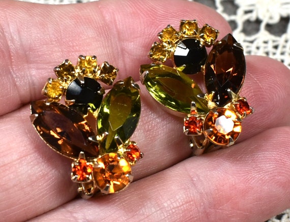 Statement Bug Rhinestone Bee Earrings, Rhinestone… - image 1