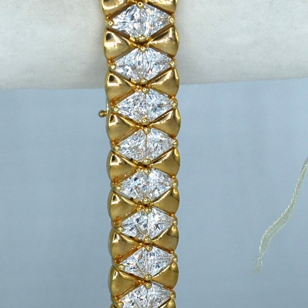 Sterling 925 Vermeil Swarovski Crystal Bracelet, substantial tennis bracelet