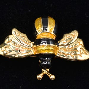 Enamel gold bee brooch figural brooch yellow and black enamel bee insect brooch bug brooch