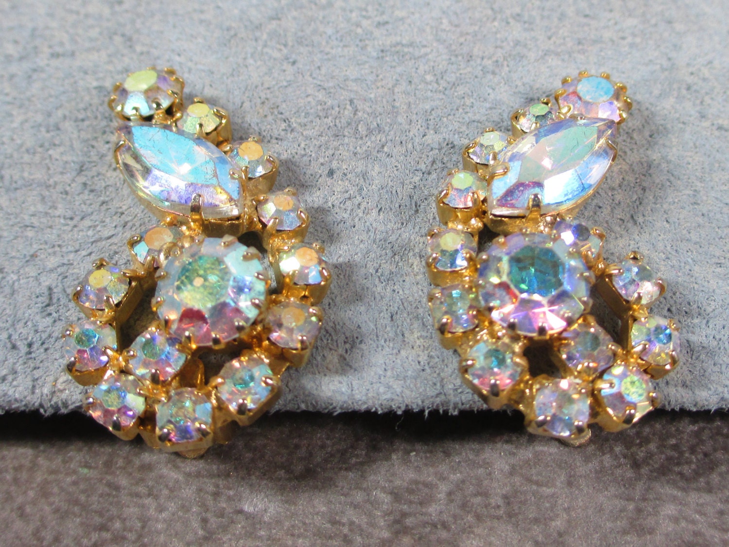 Vintage Juliana D&e Rhinestone Pendientes AB Opal Etsy