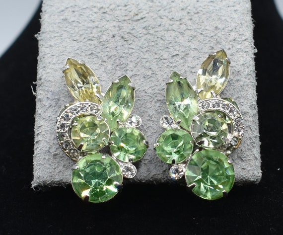 Eisenberg signed clip on earrings-peridot-citrine… - image 1