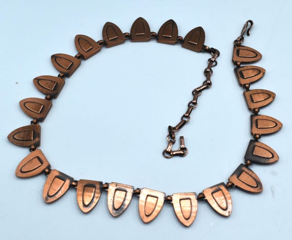 Solid Copper necklace Renoir Signed copper Egypti… - image 9