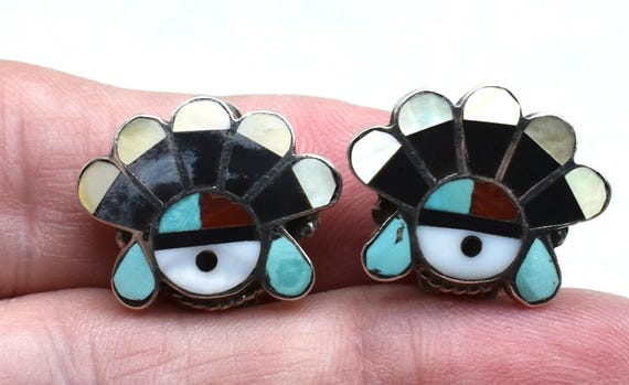 Jim Etsate Vintage Native American Zuni Turquoise Sterling Silver Eagle Necklace Signed Jim Etsate Vintage Native American Zuni Turquoise Sterling Silver Eagle Necklace Signed