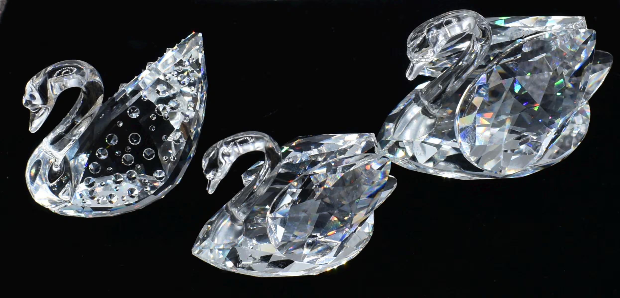Swarovski チューリップセット3点 Vintage Swarovski Crystal Swan Trio – Austrian Figurine Set With