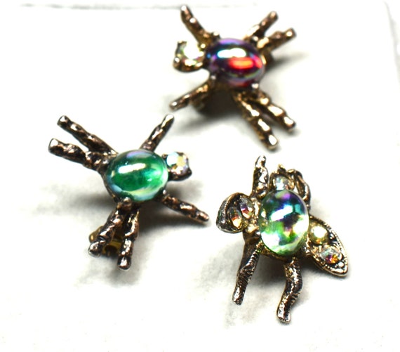 Vintage Iridescent Jelly belly spiders signed ART… - image 1