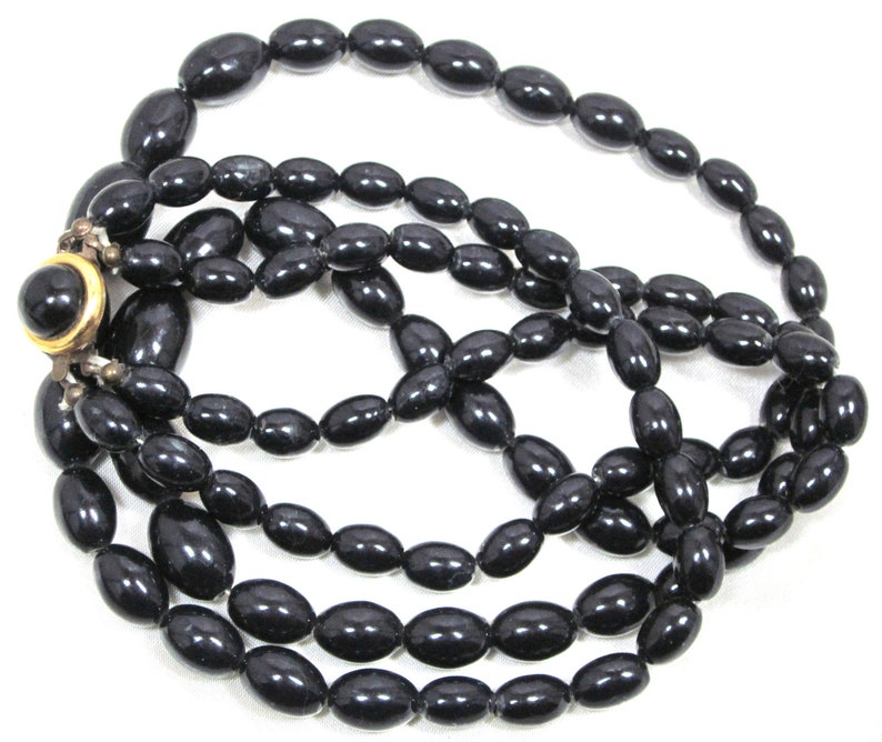 Vintage Beaded Necklace Multi Strand Black Beaded Necklace | Etsy