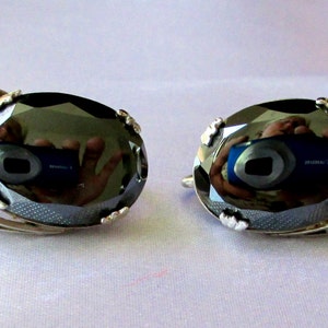 Sterling Silver Hematite Screw Back Earrings Signed Sorrento, Sterling Silver, Hematite obo
