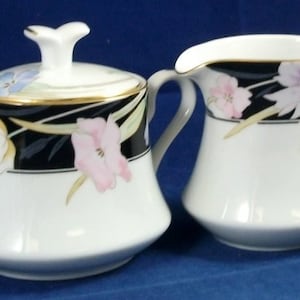 Mikasa CHARISMA-BLACK MINT unused Creamer and Sugar