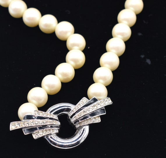 Vintage Givenchy Pearl and Rhinestone Necklace - image 2