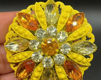 Broche fleurs dorée à strass denim - jeans pour femme | Maje