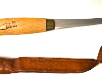 Vintage J Marttini Finland Rapala Filet Knife, fishing knife, Rapala J. Marttiini Finland, 6" Fixed Blade Filet, Knife with Sheath