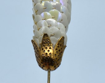 1930’s Sequined pine cone hat pin with screw on end cap