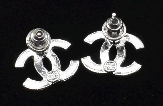 Authentic Chanel CC Rhinestone Stud Earrings – Cl… - image 3