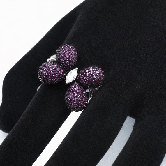 スターリングシルバー アメジスト バタフライ リング サイズ 8.5