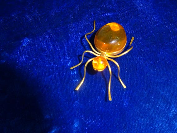Antique Art deco Spider brooch Russian Amber Spide