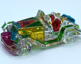 Hand painted hand blown old time car made in Venice Italy, hand painted antique car, made in Italy, MCM glass