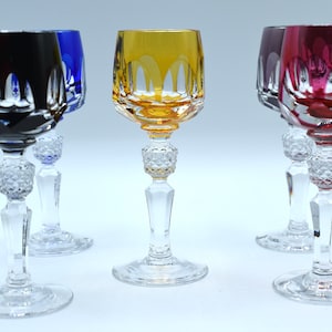 Antika By Nachtmann set Barware long stem port glasses cut to clear Blown Glass Cordial Glass colored 24% lead Crystal bohemian Czech glass