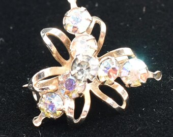 1950er Jahre AB Strass Brosche Insekten Brosche - Vintage Käfer Pin - Aurora Borealis Schmuck - 1950er Jahre