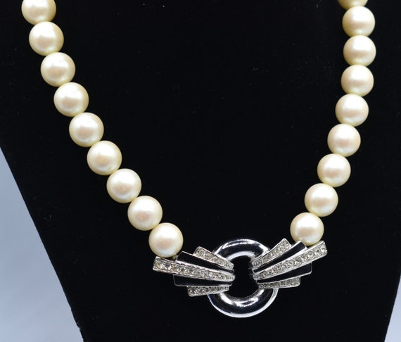 Vintage Givenchy Pearl and Rhinestone Necklace - image 1