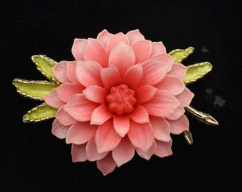 Broche florale vntage pente à la man en bos orange rouge - Etsy France