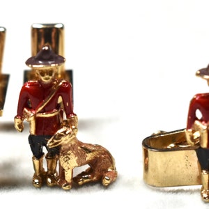 Rare Collectible Sarah Coventry Royal Mountie Cuff Links and Tie Clip Dog Canadian Signed collectibles