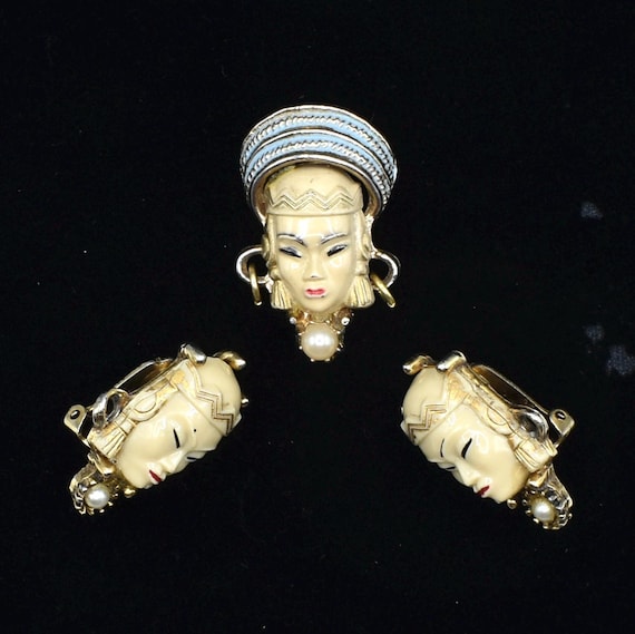 Selro Selini Asian princess brooch and earrings