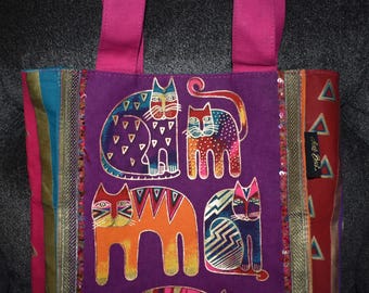 Laurel Burch Shoulder Tote Carlotta\'s Cats Colorful Bag Canvas NWT Laurel Burch Tote Cat Canvas Exterior Bags & Handbags for  main image 4