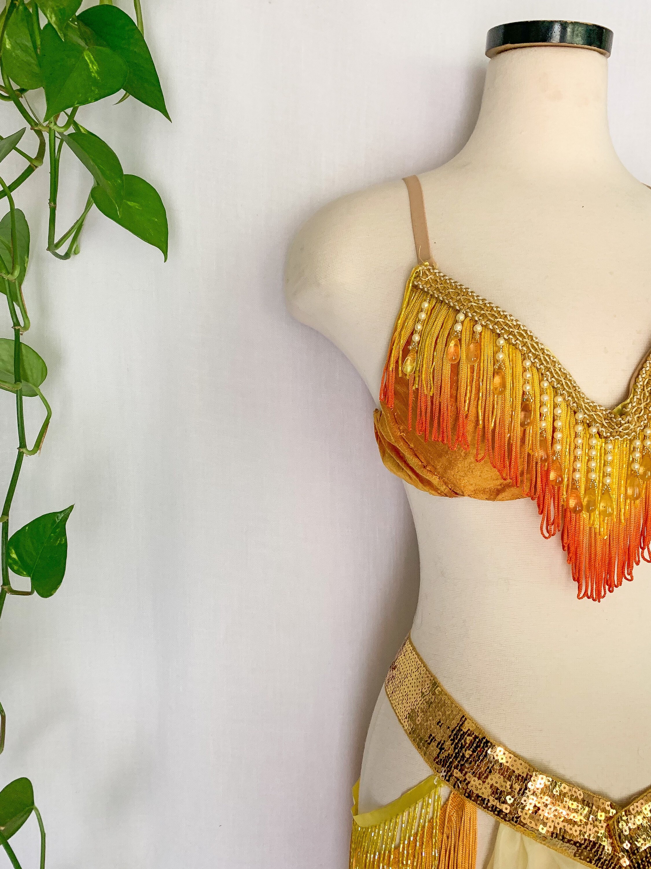Orange & Yellow Ombre Fire Sun Goddess Costume / Exotic Dancer, Festival, Burlesque, Fire
