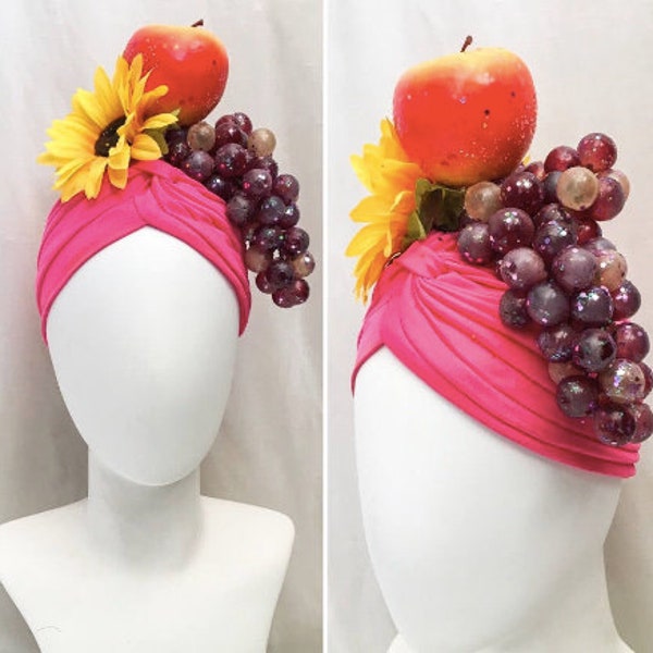 Simple Glitter Fruit Turban // Coiffure de fruits, Costume hollywoodien des années 1940, Costume Mardi Gras, Chapeau banane, Chapeau aux fruits