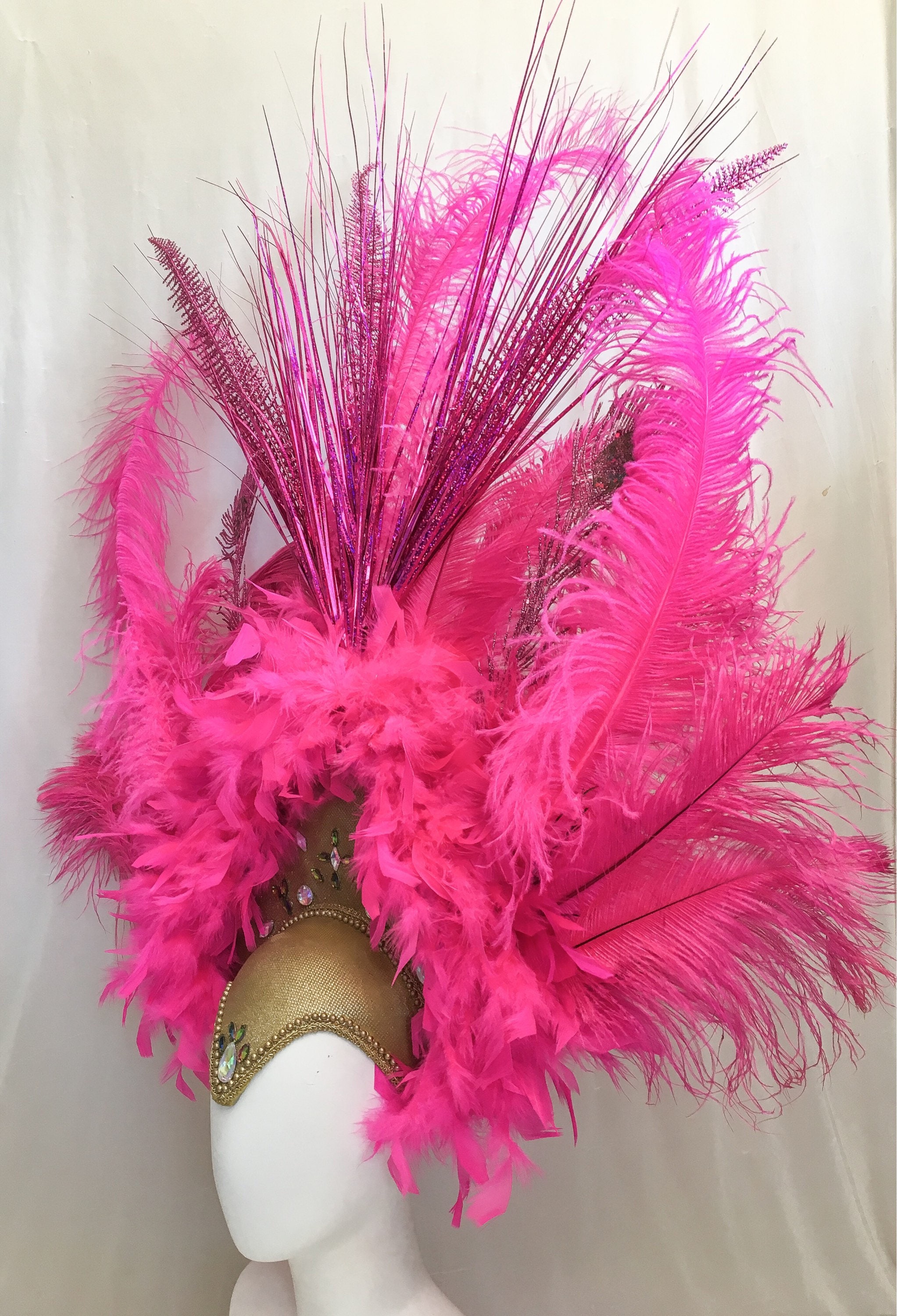 Pink Carnival Showgirl Headdress / Large Samba Headdress Feather ...