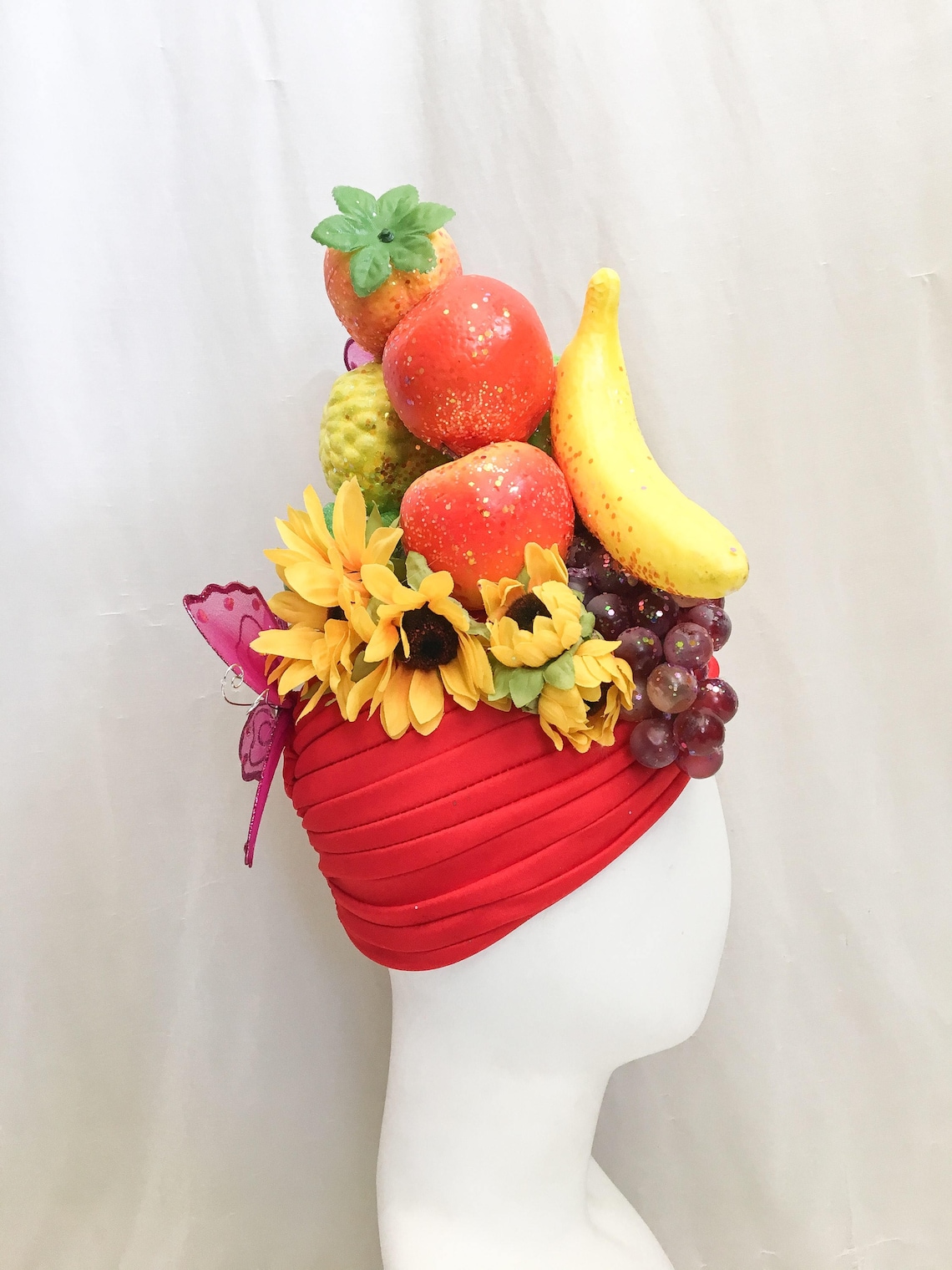 Glitter Fruit Turban Headdress // Fruit Headdress 1940s Etsy