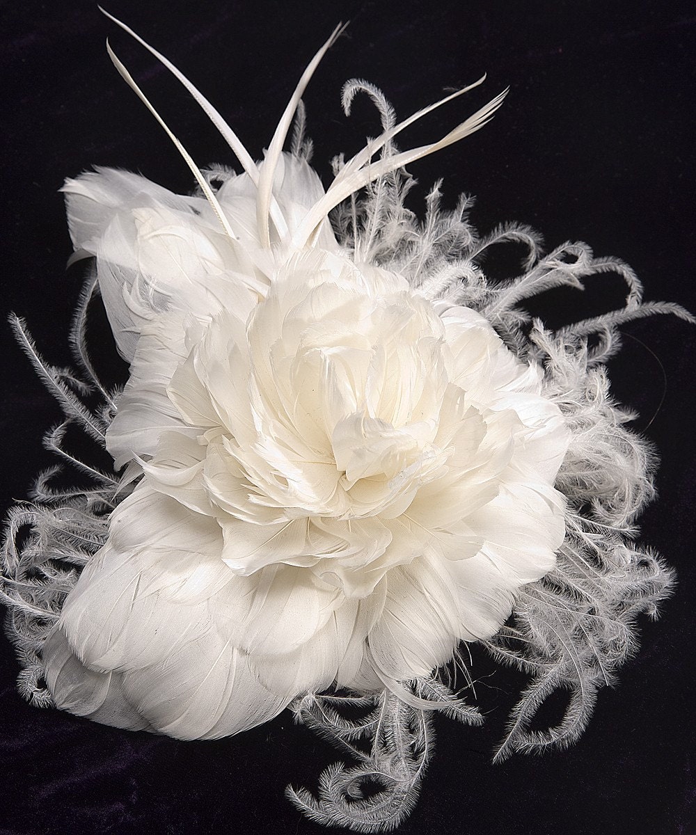 White Feather Rose - Etsy