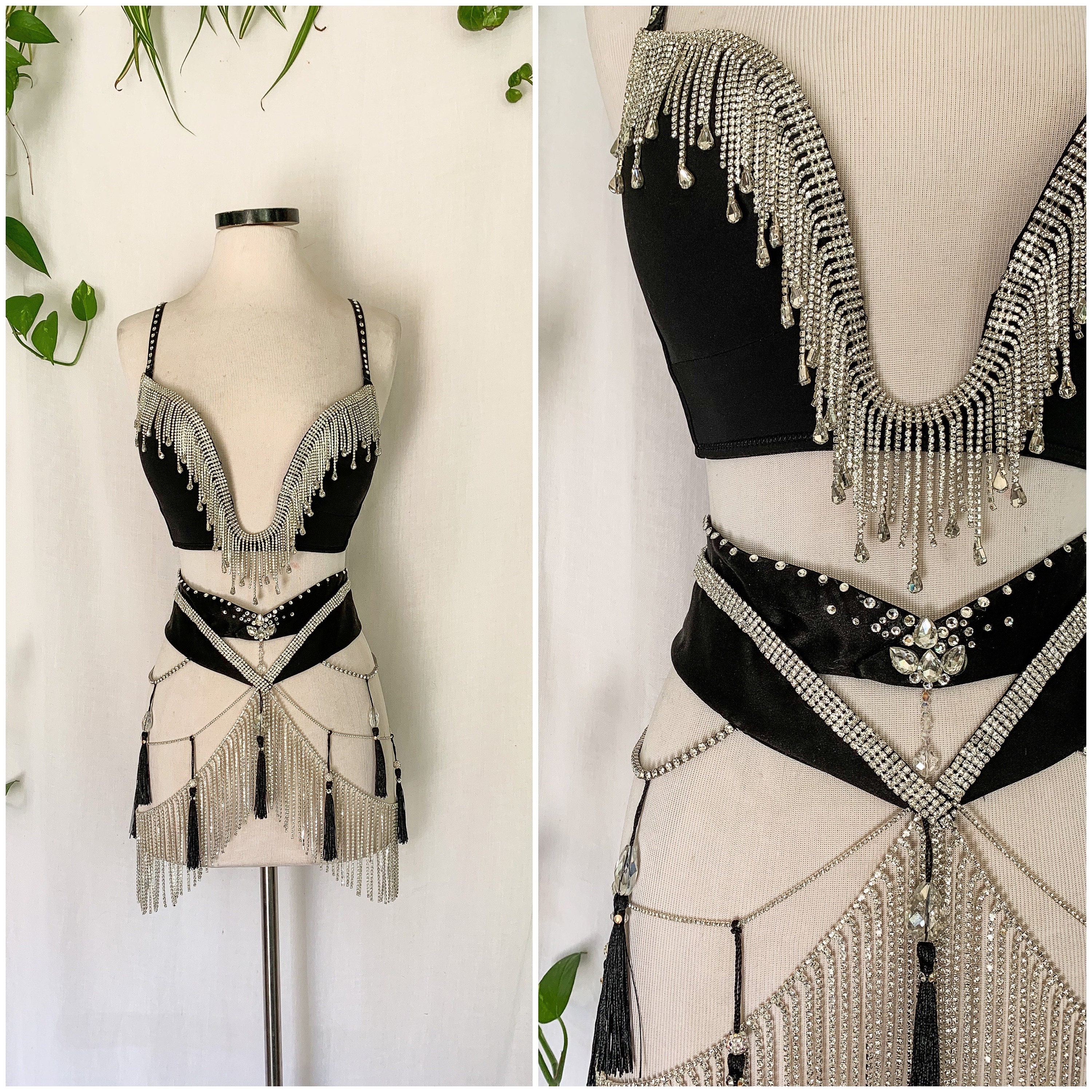 Art Deco Shimmy Bra & Belt / Couture Avant Garde Burlesque 