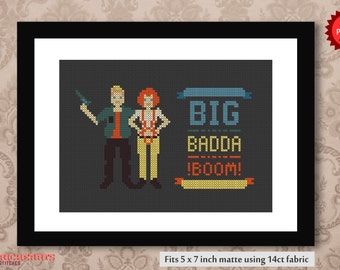 Big Badda Boom! - The Fifth Element PDF cross stitch pattern with Leeloo and Korben