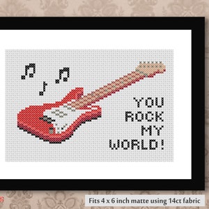 You rock my world - Guitar PDF cross stitch pattern
