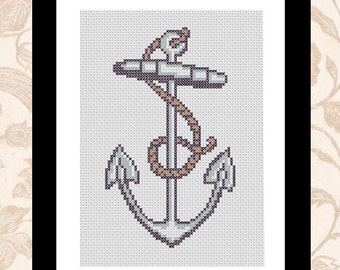 Anchor PDF cross stitch pattern - Sailor and sea embroidery