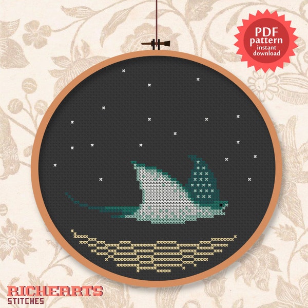 Sting ray day - PDF cross stitch pattern