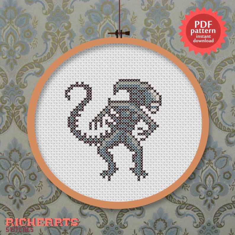 Alien PDF cross stitch pattern image 1