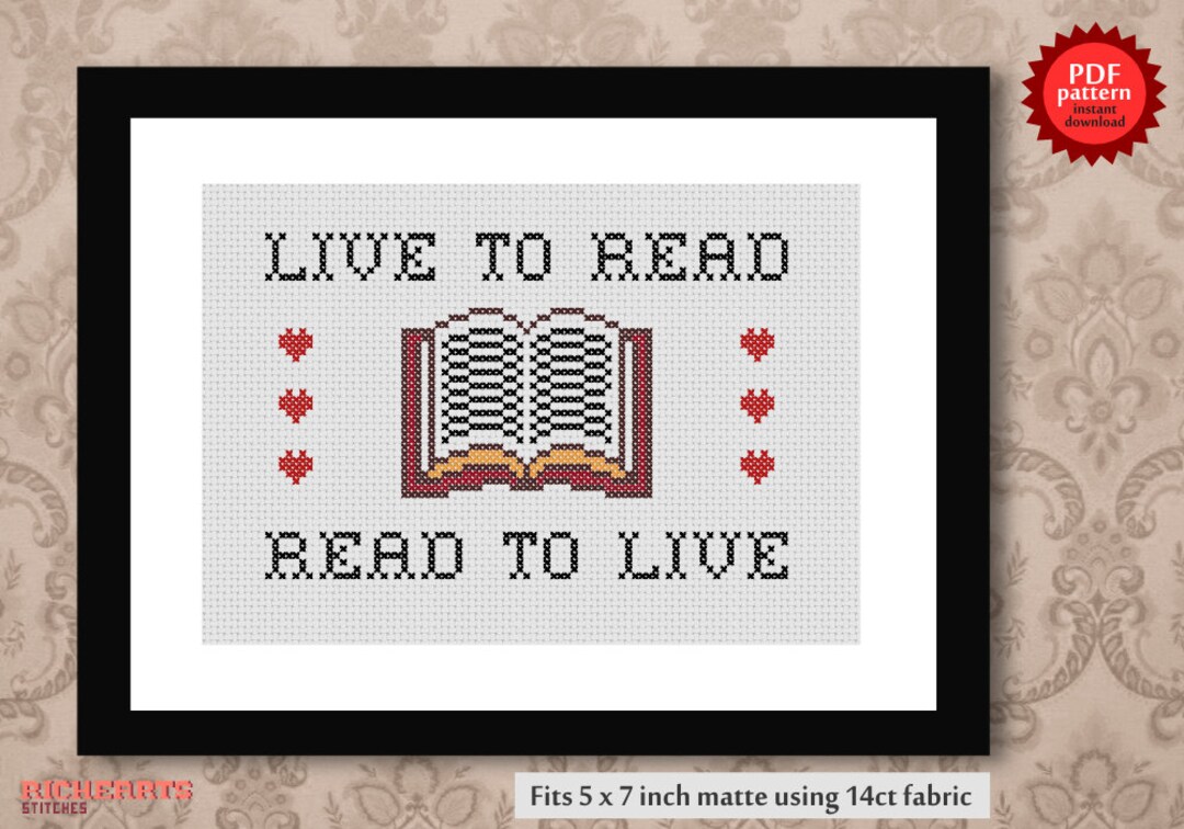 Live To Read Live to Read Read to Live PDF Cross Stitch Pattern - Etsy