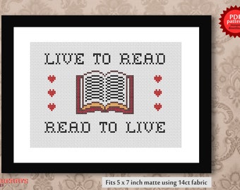 Live to read, read to live PDF cross stitch pattern