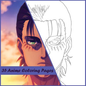 35 Attack on Titan kleurplaten, png | Anime-mangakunst | Afdrukbare digitale download op A4-formaat voor kinderen en volwassenen