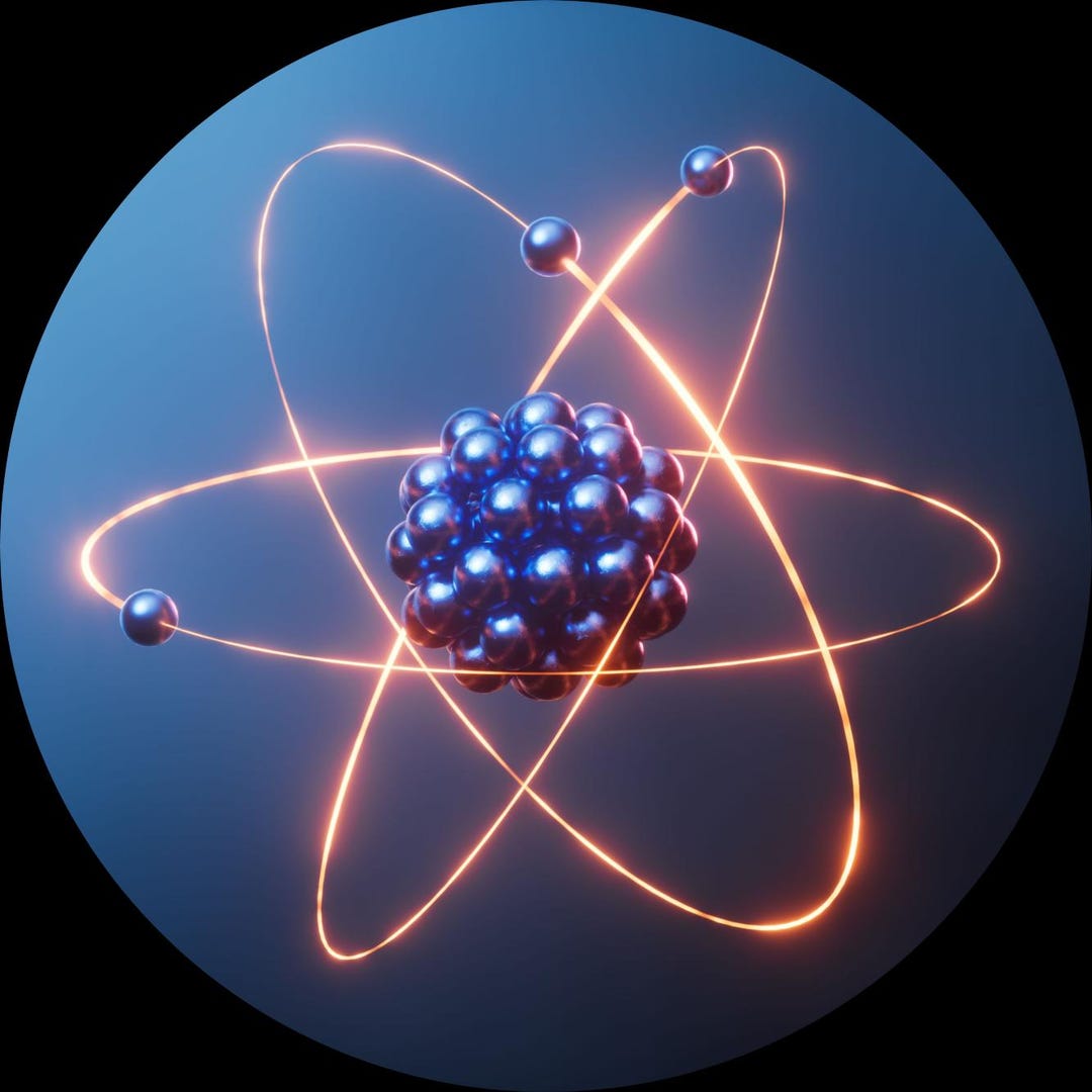 Blue Atomic Structure Decor,round Atom Tempered Glass Wall Art,quantum ...