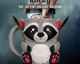 Rocky the Raccoon | 3D Printed Ice Cream Pint Holder