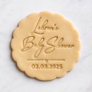 Personalized Baby Shower Cookie Stamp with Custom Name and Date Fondant Embosser for Boy Girl Baby Shower Party Favor Cookies