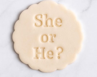 Gender Reveal Cookie Embosser Stamp: "She or He?" Baby Shower Fun