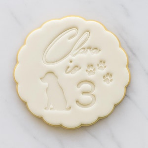 Personalized Dog Birthday Cookie Cutter: Custom Name & Age, Paw Print Design