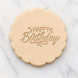 Happy Birthday Cookie Embosser Stamp: Fondant Decoration Tool