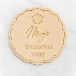 Personalized Graduation Cookie Cutter Custom Name and Year Embossed Fondant Stamp with Cap Design for Graduation Party Favors