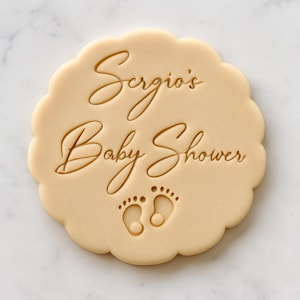 Custom Baby Shower Cookie Stamp with Baby Name and Tiny Feet Design Personalized Fondant Embosser for Baby Party Cookies